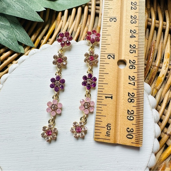 2/$30🌵 Sakura Cherry Blossom Dangle Rhinestone Earrings Kawaii Japanese Floral - Picture 6 of 9
